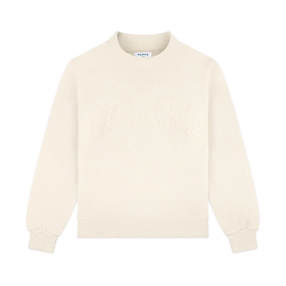 Parke Monochrome Varsity 
Mockneck Sweatshirt Oat XXL - Picture 2 of 4